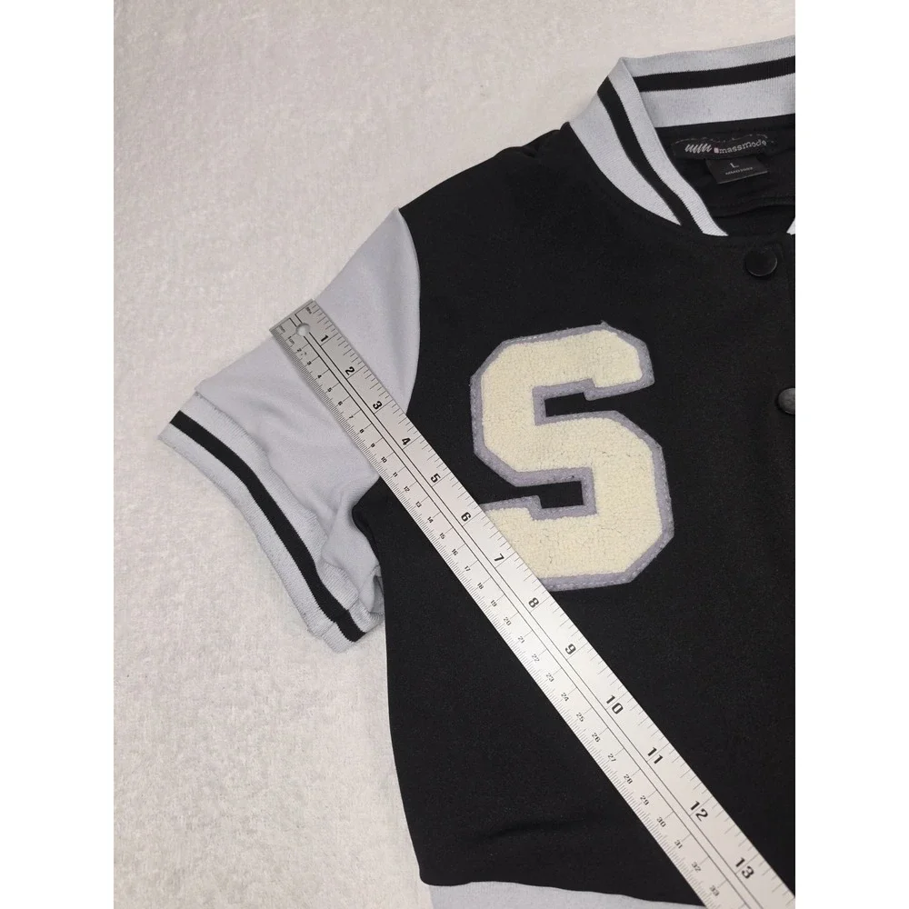 Massmode Varsity Short Sleeve Jacket Black/Gray Size Large 